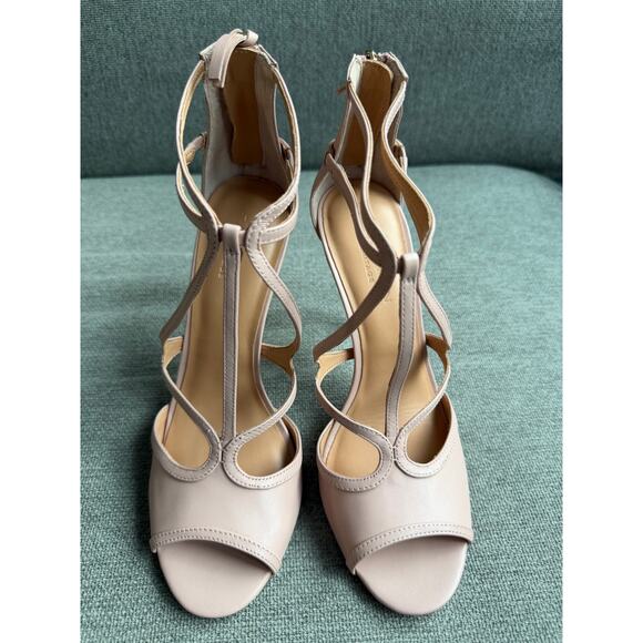 Halston Heritage Monica Leather Strappy Sandal Stilettos Lotus Pale Pink 8 New - Picture 3 of 16